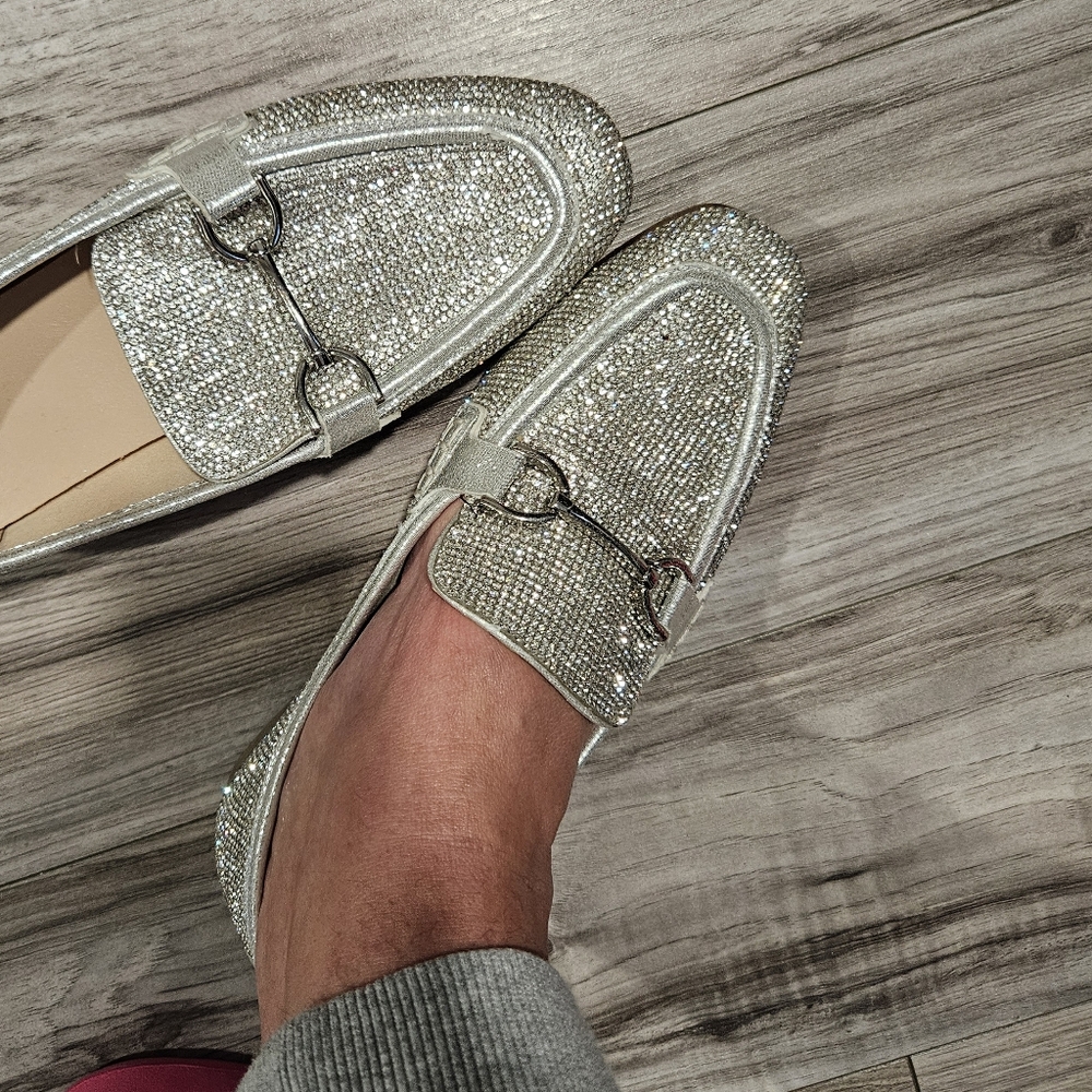 Rhinestone bling horsebit loafers sz 6/6.5